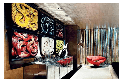 Dormitorio de la casa de Elton John en Los Angeles